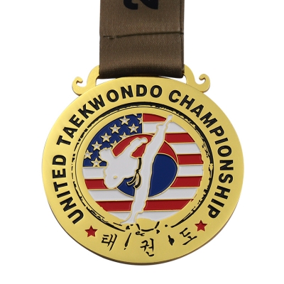 Custom golden Taekwondo medals
