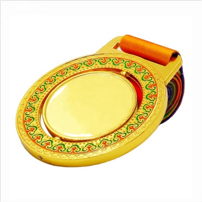 Golden colorful rotating medallions