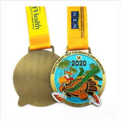 Glittered metal finisher medal