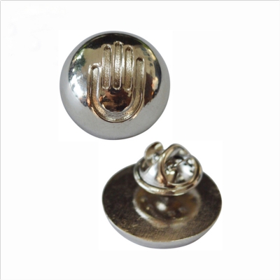 Circle shaped hand silver lapel pin