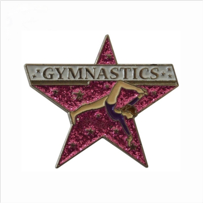 Gymnastics glittered lapel pin