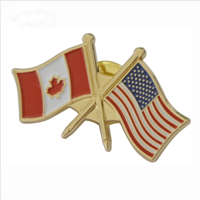 Canada USA metal flag pins