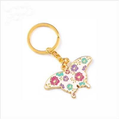 Butterfly shaped metal enamel keychain for women