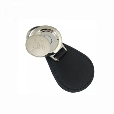Magnetic coin blank leather keychain
