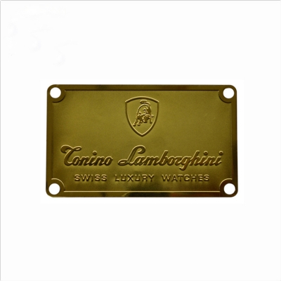 Etched logo brass nameplate