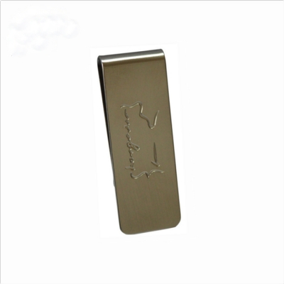 Laser engraved stainless steel money clip