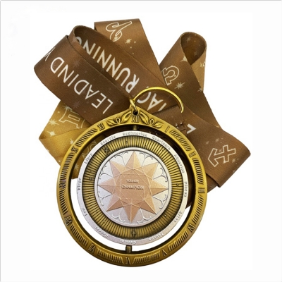 3D antique gold rotating medals