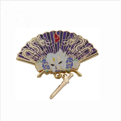 Fan shaped hard enamel key ring