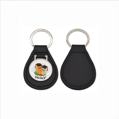 Custom logo leather keyring